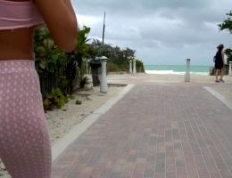 Rollerblading And Flashing By The Beach