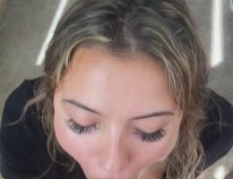 She Happily Works His Cock For A Facial