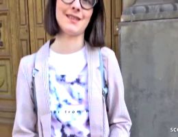 The Bespectacled Brunette Gave A Strange Pick-up For The Money Fuck Her In The Ass